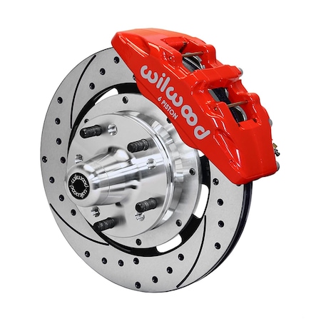 Wilwood 12.19 in. Forged Dynapro 6 Big Brake Front Brake Kit, Red - Hub 140-12837-DR